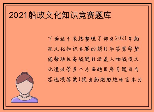 2021船政文化知识竞赛题库